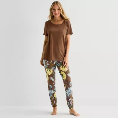 Liz Claiborne Womens Short Sleeve 2-pc. Pajama Set