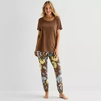 Liz Claiborne Womens Short Sleeve 2-pc. Pajama Set