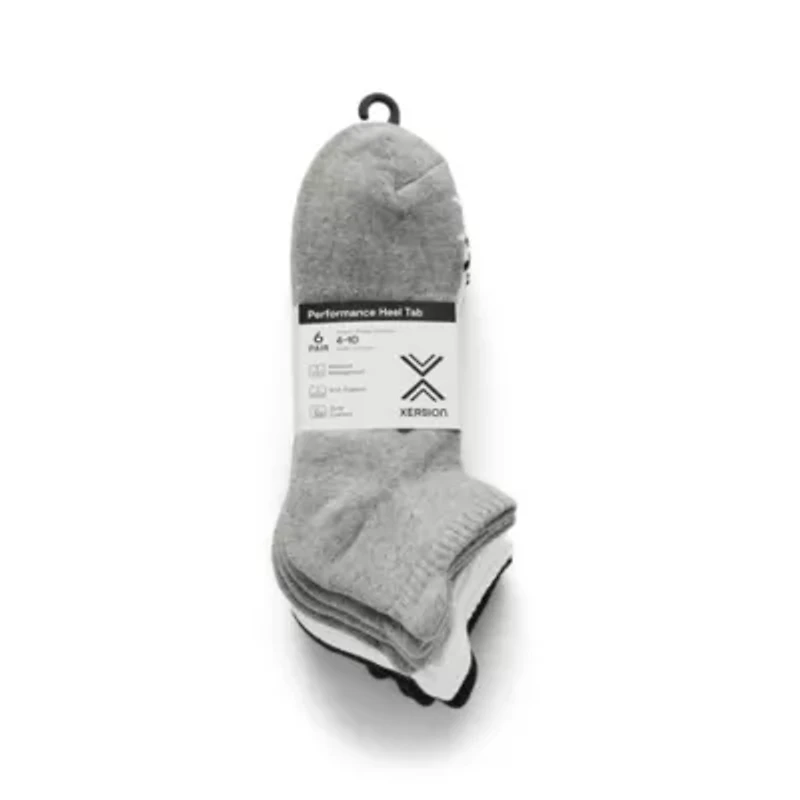 Xersion Heel Tab Womens Multi-Pack 6 Pair Low Cut Socks