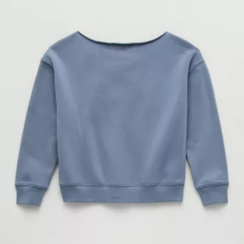 Eyeshadow Big Kid Girls Boat Neck Fleece Long Sleeve Sweatshirt