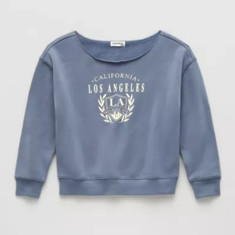 Eyeshadow Big Kid Girls Boat Neck Fleece Long Sleeve Sweatshirt