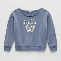 Eyeshadow Big Kid Girls Boat Neck Fleece Long Sleeve Sweatshirt