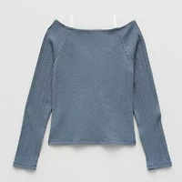 Eyeshadow Big Kid Girls Sweetheart Neck Long Sleeve Layered Top