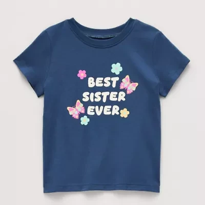 Okie Dokie Toddler & Little Girls Round Neck Short Sleeve Classic Fit Graphic T-Shirt