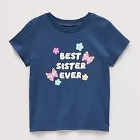 Okie Dokie Toddler & Little Girls Round Neck Short Sleeve Classic Fit Graphic T-Shirt