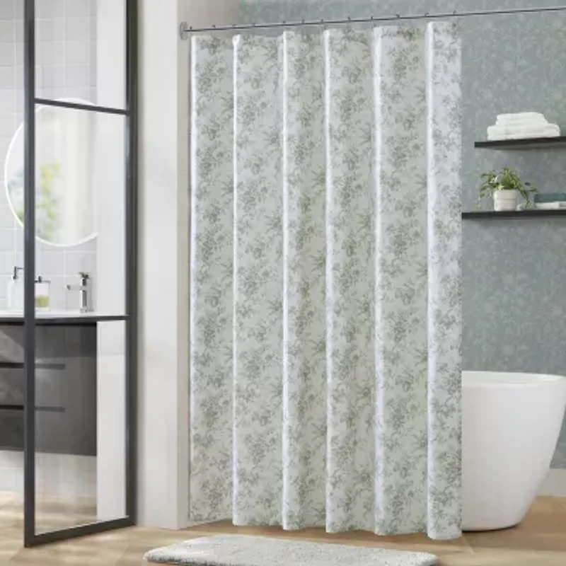 Laura Ashley Walled Garden Textured Floral Shower Curtain