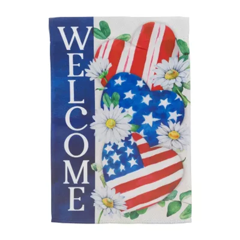 Northlight 18" Stars And Stripes Hearts "Welcome" Outdoor Garden Flag