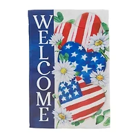 Northlight 18" Stars And Stripes Hearts "Welcome" Outdoor Garden Flag