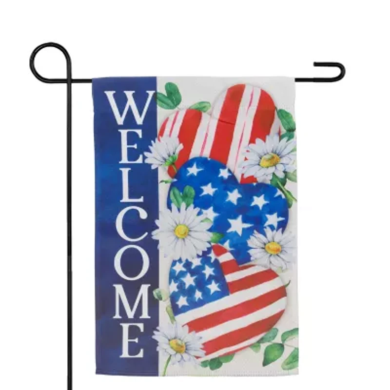 Northlight 18" Stars And Stripes Hearts "Welcome" Outdoor Garden Flag