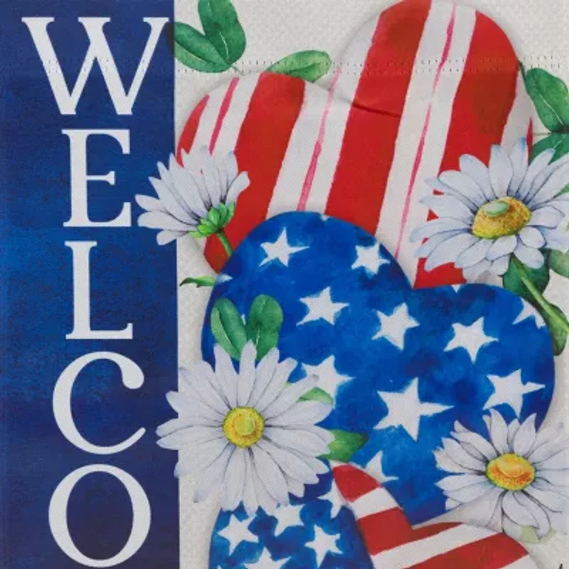 Northlight 18" Stars And Stripes Hearts "Welcome" Outdoor Garden Flag
