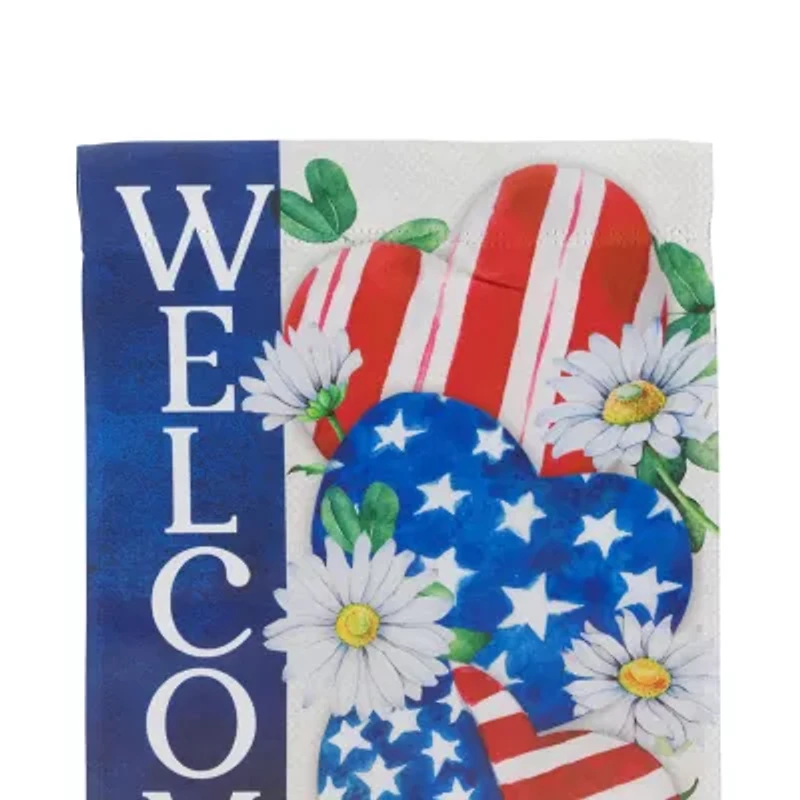 Northlight 18" Stars And Stripes Hearts "Welcome" Outdoor Garden Flag