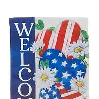 Northlight 18" Stars And Stripes Hearts "Welcome" Outdoor Garden Flag