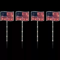 Northlight 28" Lighted Flags - Clear 4th of July Yard Art
