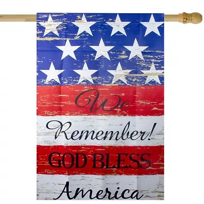 Northlight 40" Stars And Stripes "We Remember God Bless America" House Flags