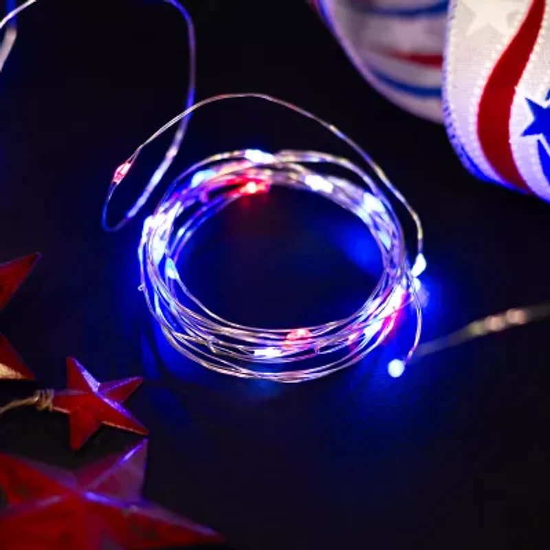 Northlight 17ft Led Micro Fairy - Red White And Blue String Lights