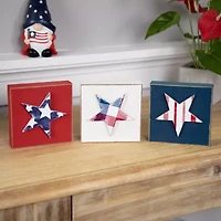Northlight 4.25" Stars And Stripes Wooden - Red White And Blue 3-pc. Tabletop Decor