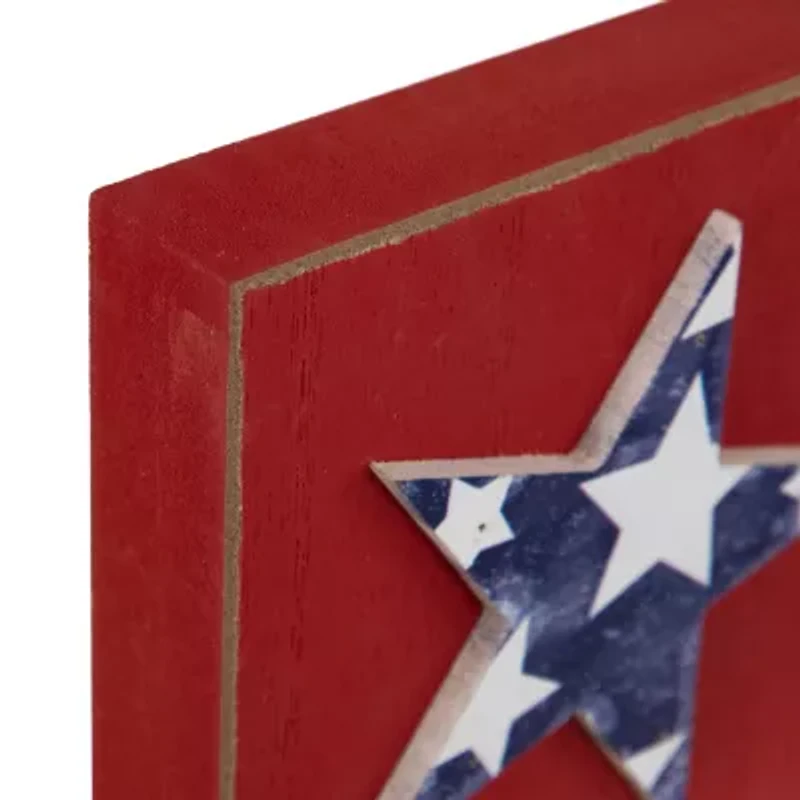 Northlight 4.25" Stars And Stripes Wooden - Red White And Blue 3-pc. Tabletop Decor