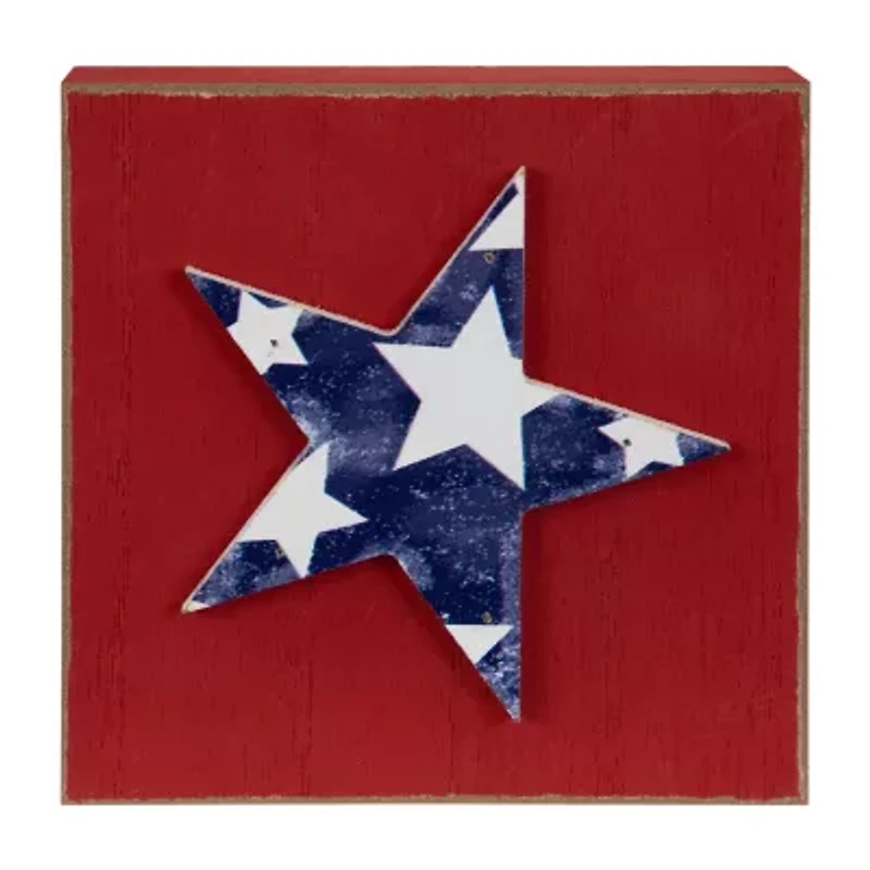 Northlight 4.25" Stars And Stripes Wooden - Red White And Blue 3-pc. Tabletop Decor