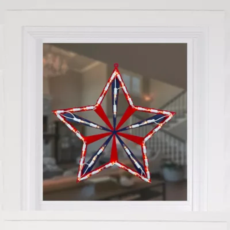 Northlight 14" Lighted Red And Blue Star - Clear 4th of July Window Decor