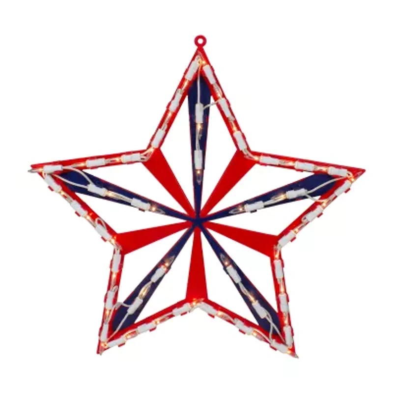 Northlight 14" Lighted Red And Blue Star - Clear 4th of July Window Decor
