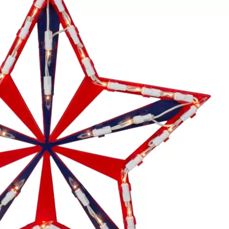 Northlight 14" Lighted Red And Blue Star - Clear 4th of July Window Decor