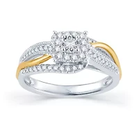 Womens 1/2 CT. T.W. Natural White Diamond 14K Gold Cushion Halo Engagement Ring