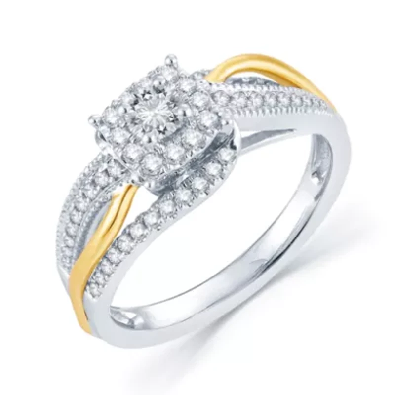 Womens 1/2 CT. T.W. Natural White Diamond 14K Gold Cushion Halo Engagement Ring