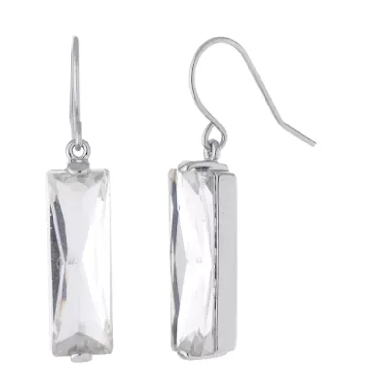 Sparkle Allure Womens Red Crystal Pure Silver Over Brass Rectangular Drop Earrings