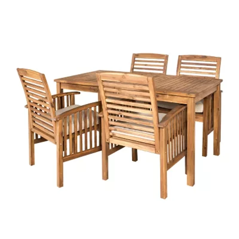 Walker Edison Willard Collection 5-pc. Weather Resistant Rectangular Dining Set