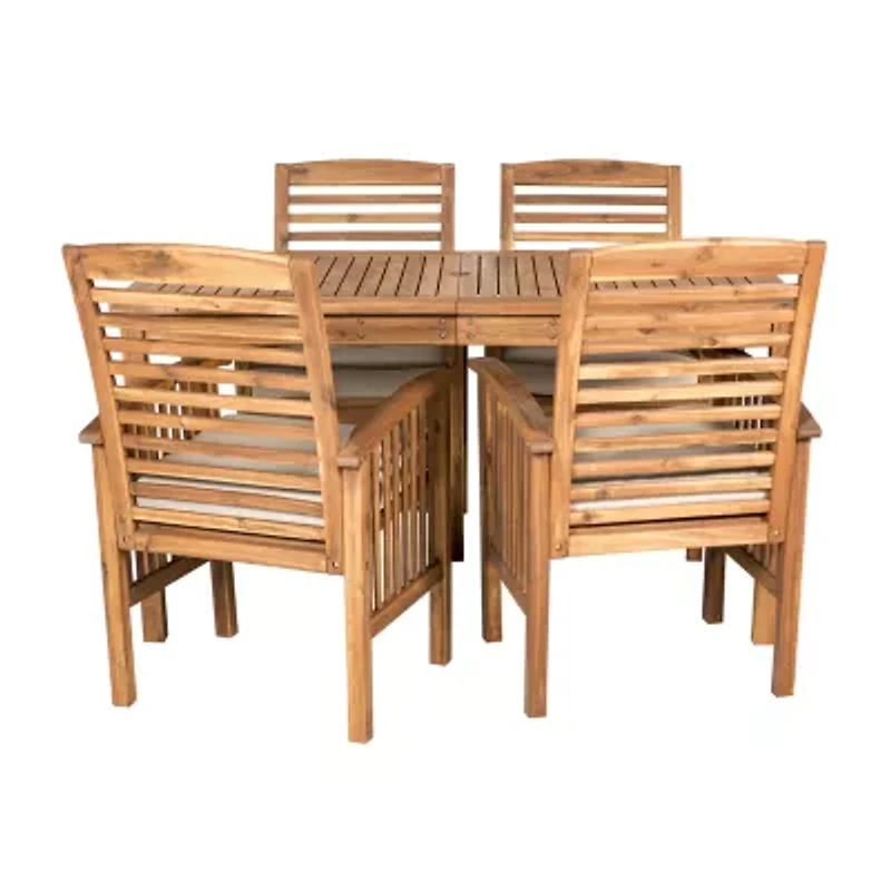 Walker Edison Willard Collection 5-pc. Weather Resistant Rectangular Dining Set