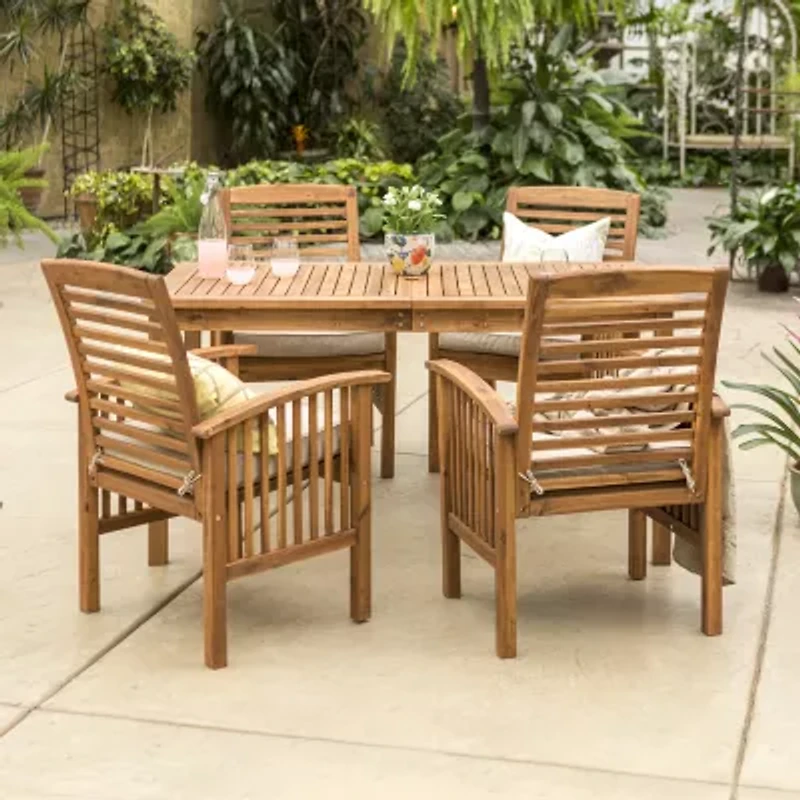 Walker Edison Willard Collection 5-pc. Weather Resistant Rectangular Dining Set