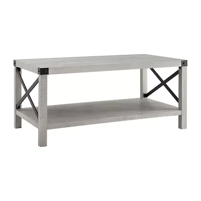 Metal X Rustic Wood Coffee Table