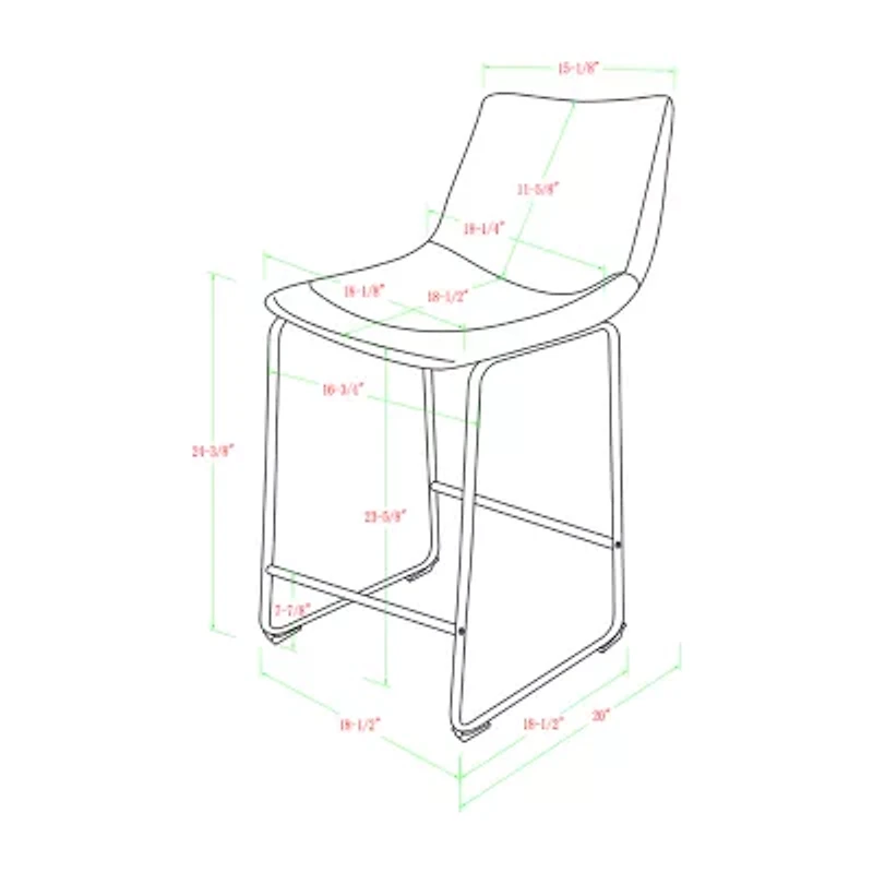 2-pc. Faux Leather Kitchen Counter Stools