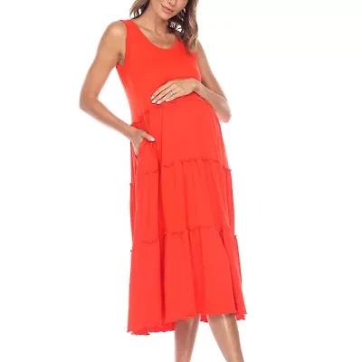 White Mark Womens Maternity Sleeveless Midi Maxi Dress