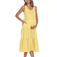 White Mark Womens Plus Maternity Sleeveless Midi Maxi Dress