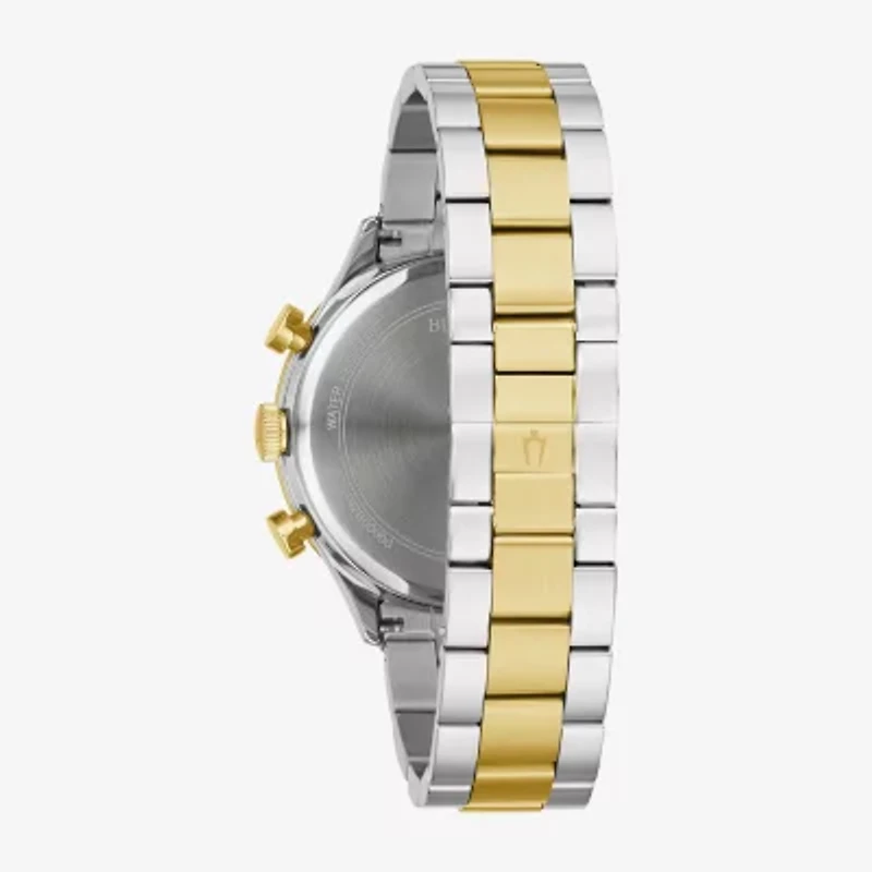 Bulova Classic Mens Chronograph Diamond Accent Two Tone Stainless Steel Bracelet Watch 98d172