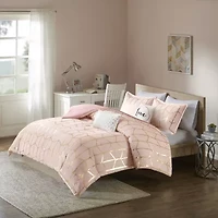 Intelligent Design Khloe Metallic Printed Duvet Cover Set with decorative pillows