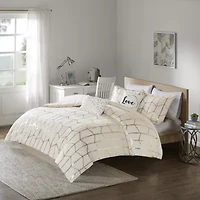 Intelligent Design Khloe Metallic Printed Duvet Cover Set with decorative pillows
