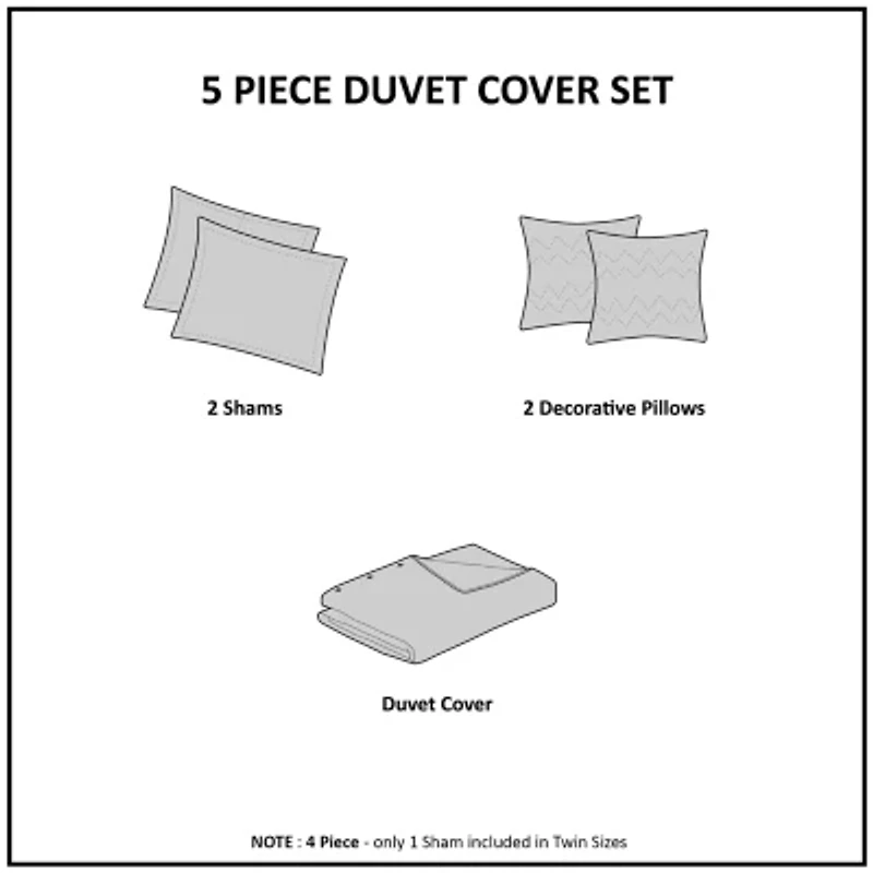 Intelligent Design Khloe Metallic Printed Duvet Cover Set with decorative pillows