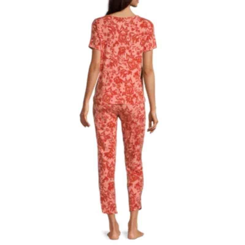 Liz Claiborne Womens V-Neck Short Sleeve 2-pc. Pajama Sets