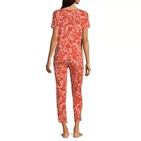 Liz Claiborne Womens V-Neck Short Sleeve 2-pc. Pajama Sets
