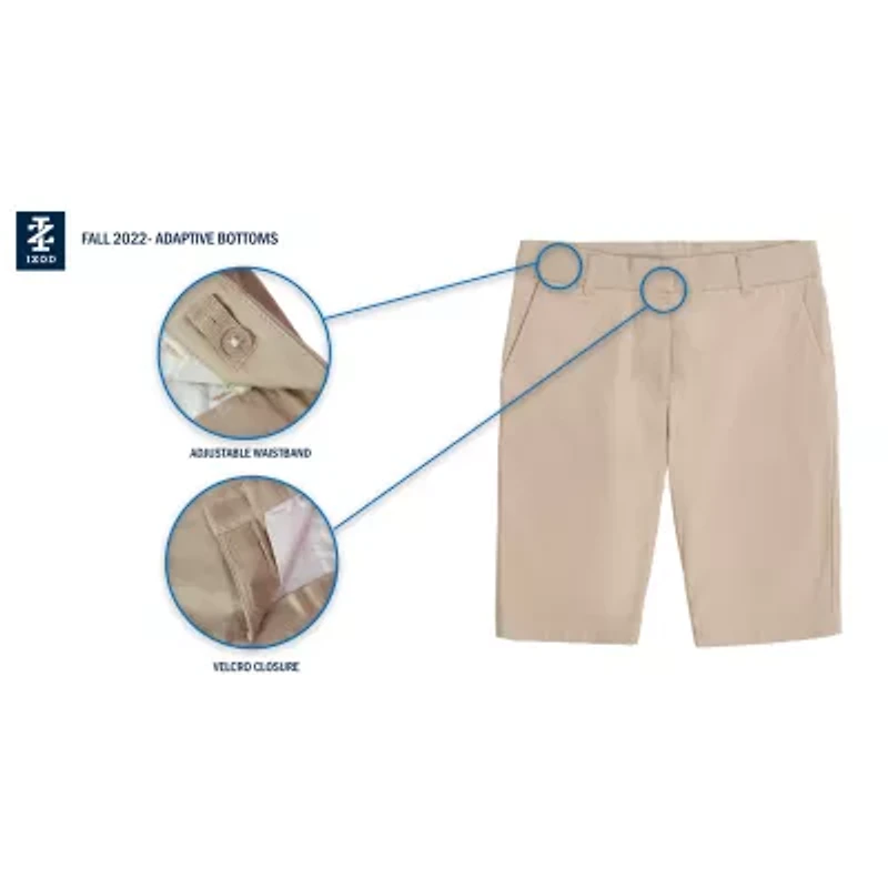 IZOD Little & Big Kid Girls Adaptive Stretch Fabric Adjustable Waist Features Easy-on + Easy-off Bermuda Short