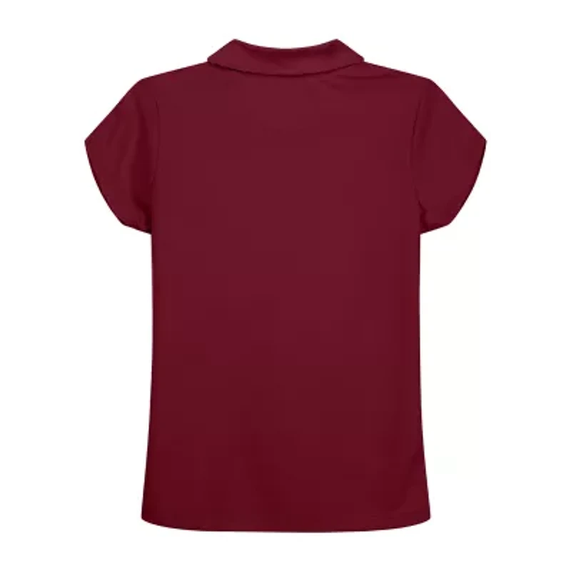 IZOD Performance Mesh Little & Big Kid Girls Short Sleeve Regular Fit Wrinkle Resistant Moisture Wicking Polo Shirt