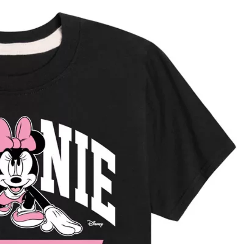 Disney Collection Little & Big Kid Girls Crew Neck Short Sleeve Regular Fit Mickey and Friends Minnie Mouse Graphic T-Shirt