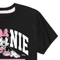 Disney Collection Little & Big Kid Girls Crew Neck Short Sleeve Regular Fit Mickey and Friends Minnie Mouse Graphic T-Shirt