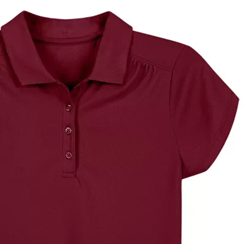 IZOD Performance Mesh Little & Big Kid Girls Short Sleeve Regular Fit Wrinkle Resistant Moisture Wicking Polo Shirt