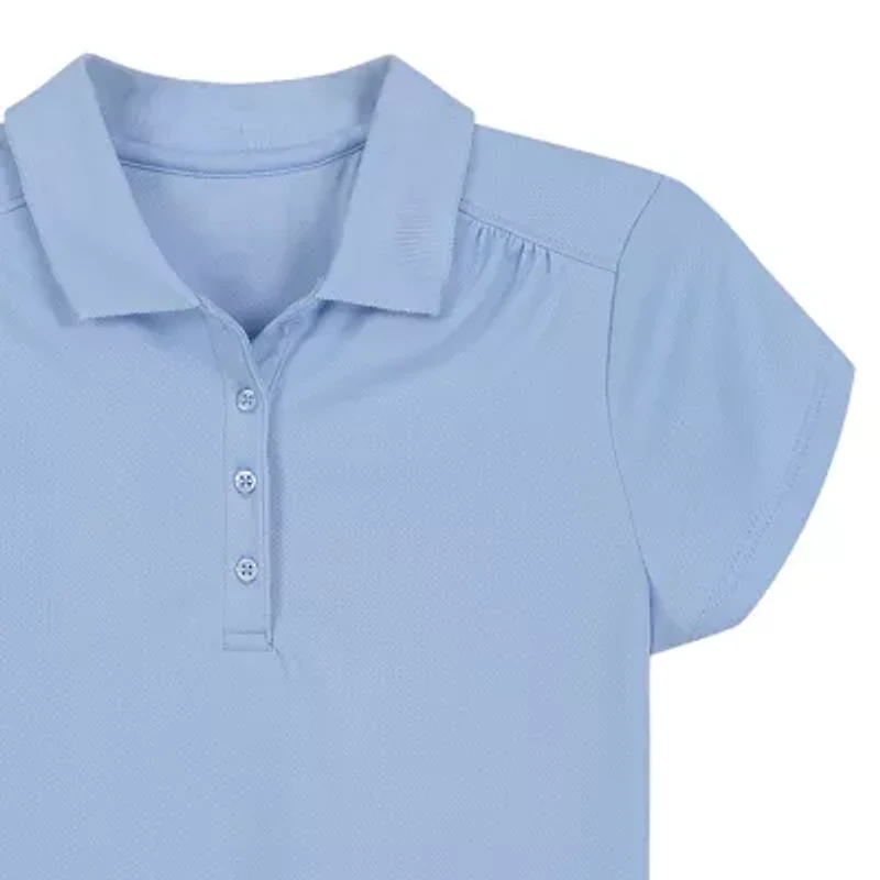 IZOD Performance Mesh Little & Big Kid Girls Short Sleeve Regular Fit Wrinkle Resistant Moisture Wicking Polo Shirt