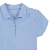 IZOD Performance Mesh Little & Big Kid Girls Short Sleeve Regular Fit Wrinkle Resistant Moisture Wicking Polo Shirt