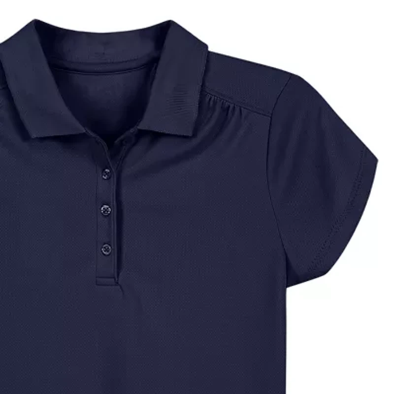 IZOD Performance Mesh Little & Big Kid Girls Short Sleeve Regular Fit Wrinkle Resistant Moisture Wicking Polo Shirt