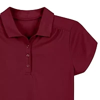IZOD Performance Mesh Little & Big Kid Girls Short Sleeve Regular Fit Wrinkle Resistant Moisture Wicking Polo Shirt